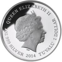 () Монета Тувалу 2014 год 1 доллар ""  Биметалл (Серебро - Ниобиум)  AU
